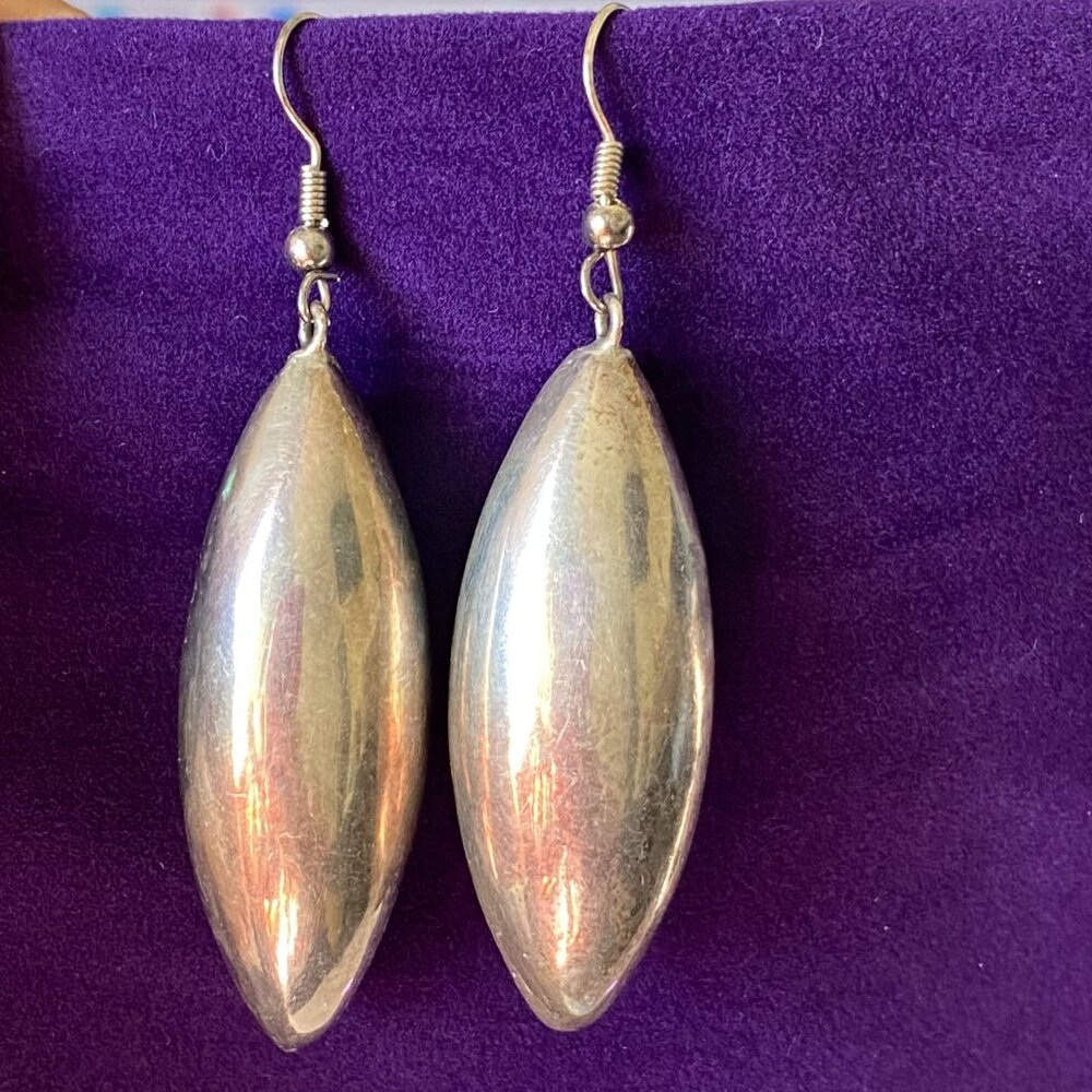 Large Vintage Torpedo Sterling Dangle Earrings